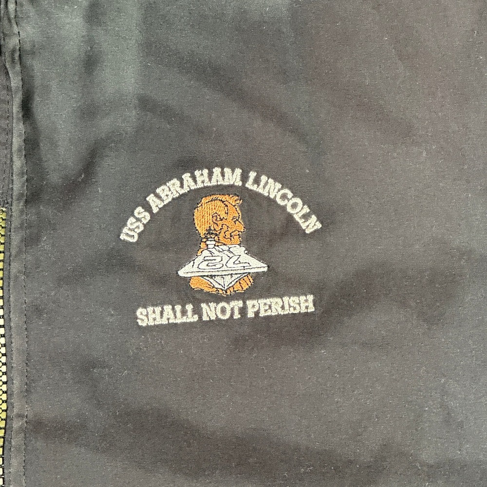 USS Abraham Lincoln Windbreaker Jacket Mens Medium Black Shall Not Perish - Picture 2 of 11